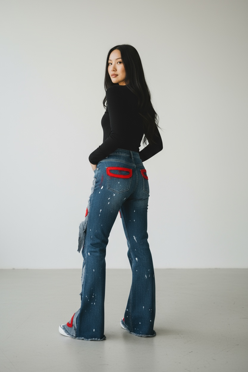 Blood2Fruits “Red Vein Flare” Denim