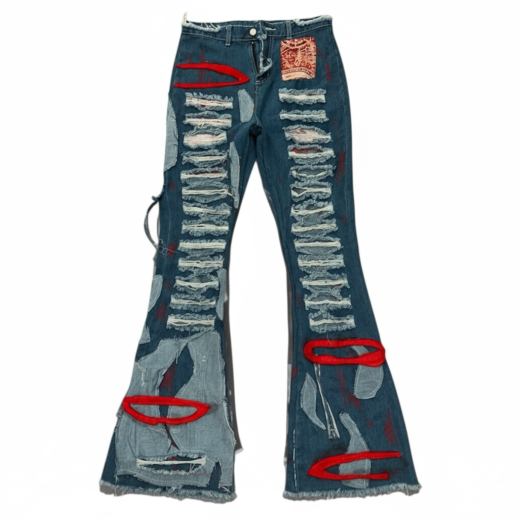 Blood2Fruits “Red Vein Flare” Denim